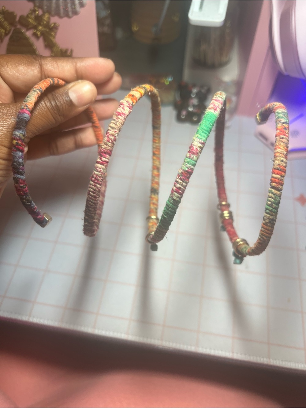 Ten Thousand Villages  Fabric Wrapped Spiral Arm Cuff